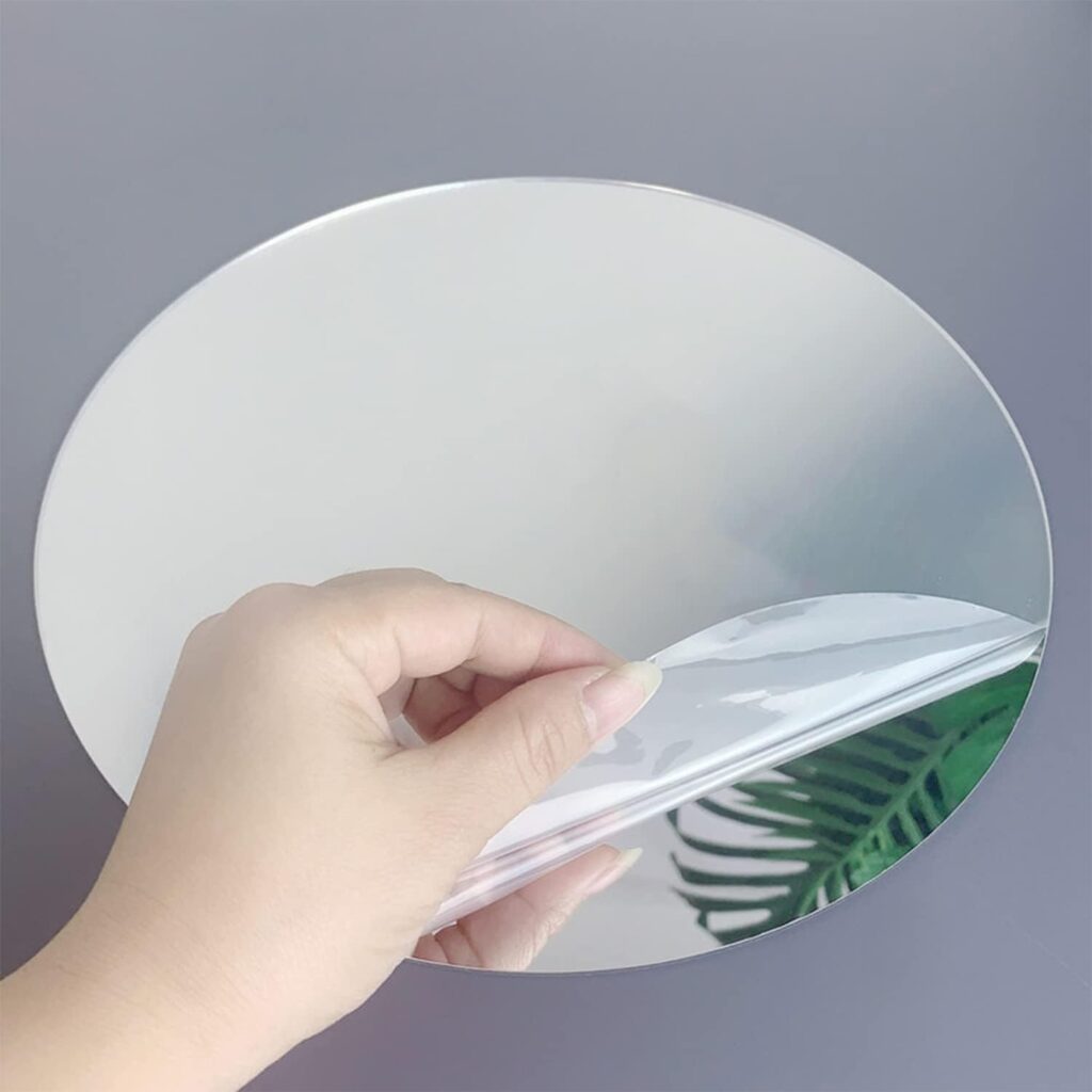 TSKDKIT Round Wall Mirror Self Adhesive Large Non Glass Mirror Large Acrylic Mirror Tiles Mirror Disc 30cm Circle Mirror Sticker Decorative Mirror for Bathroom, Bedroom, Door etc(1pcs)