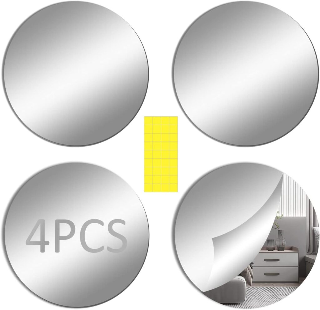 TSKDKIT Round Wall Mirror Self Adhesive Large Non Glass Mirror Large Acrylic Mirror Tiles Mirror Disc 30cm Circle Mirror Sticker Decorative Mirror for Bathroom, Bedroom, Door etc(1pcs)