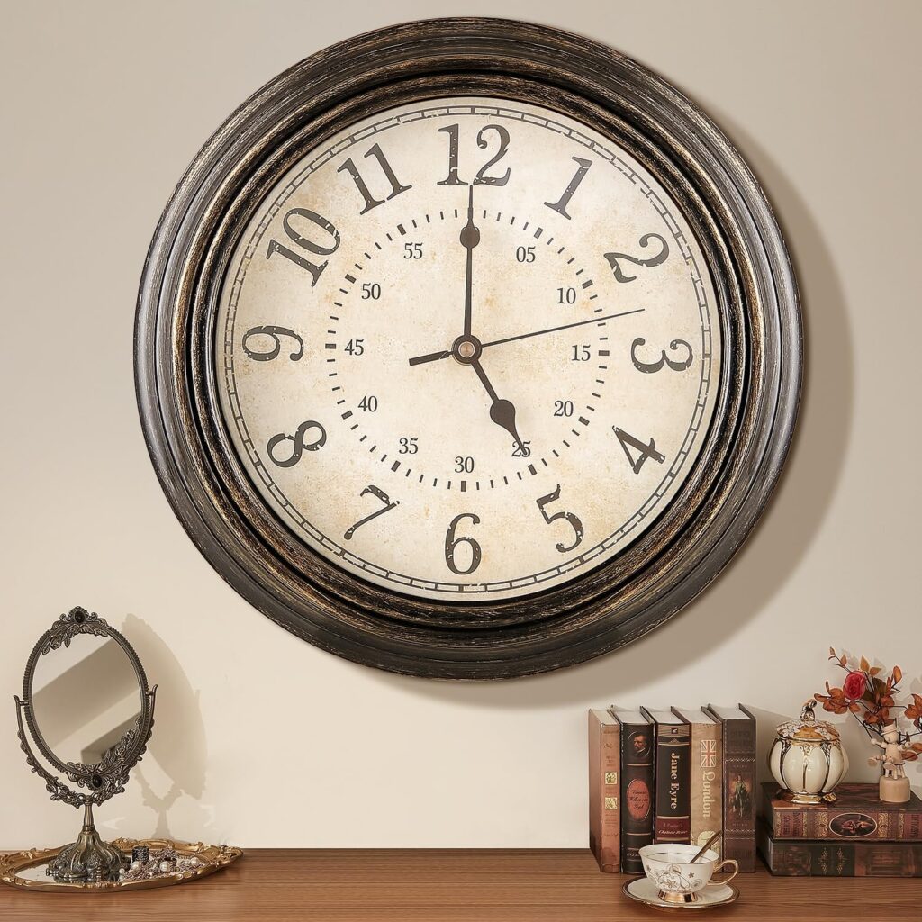 Wall Clock Vintage Wall Clocks for Living Room,Silent Wall Clocks Non Ticking Wall Clocks,Easy to Read Kitchen Clock,Accurate Quartz Wall Clock Kitchen,12 Inch Retro Decorative Wall Clock for Bedroom