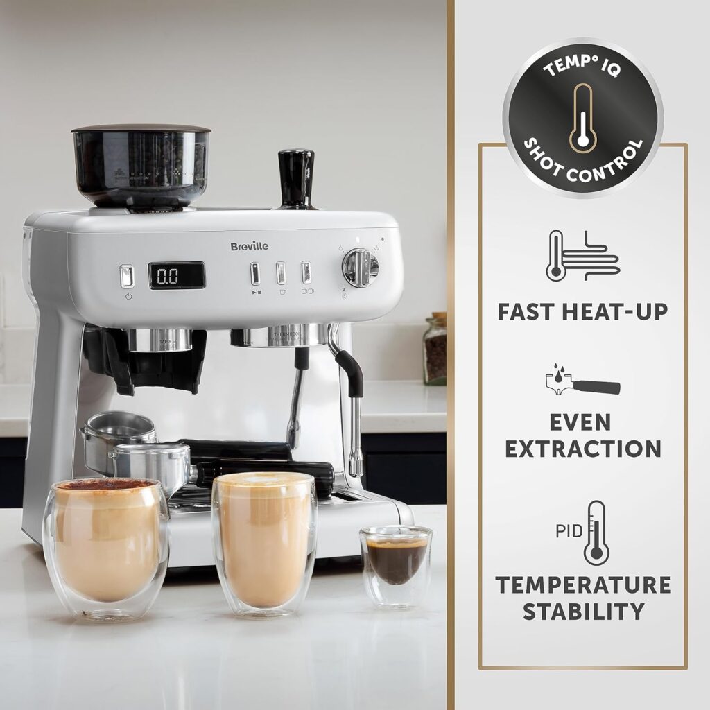 Breville Barista Max Espresso Machine | Latte Cappuccino Coffee Maker with Integrated Bean Grinder Steam Wand | 2.8 L Water Tank | 15 Bar Italian Pump | Stainless Steel