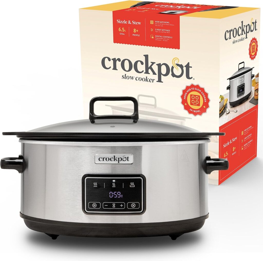 Crockpot Digital Slow Cooker | 3.5 L (3-4 People) | Programmable Countdown Timer | UK 3 Pin Plug | Black [CSC113]