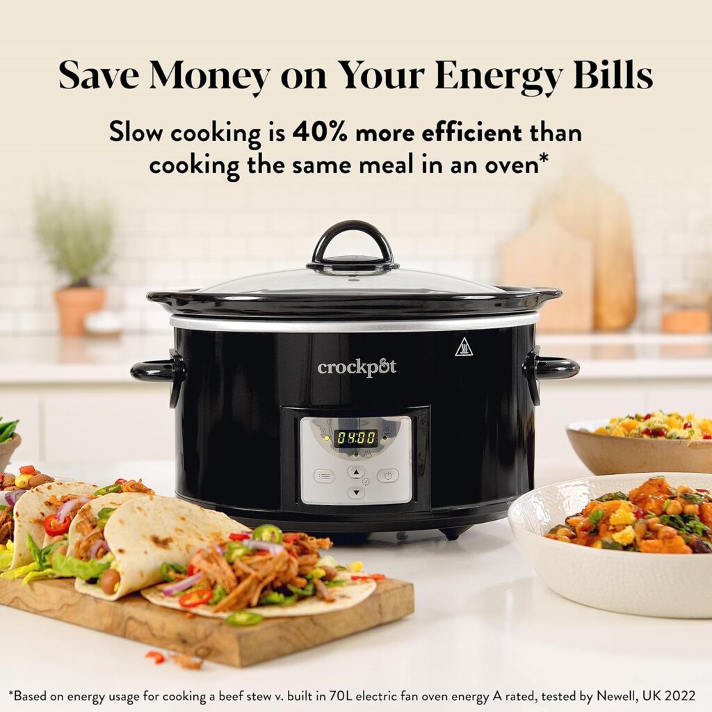 Crockpot Digital Slow Cooker | 3.5 L (3-4 People) | Programmable Countdown Timer | UK 3 Pin Plug | Black [CSC113]