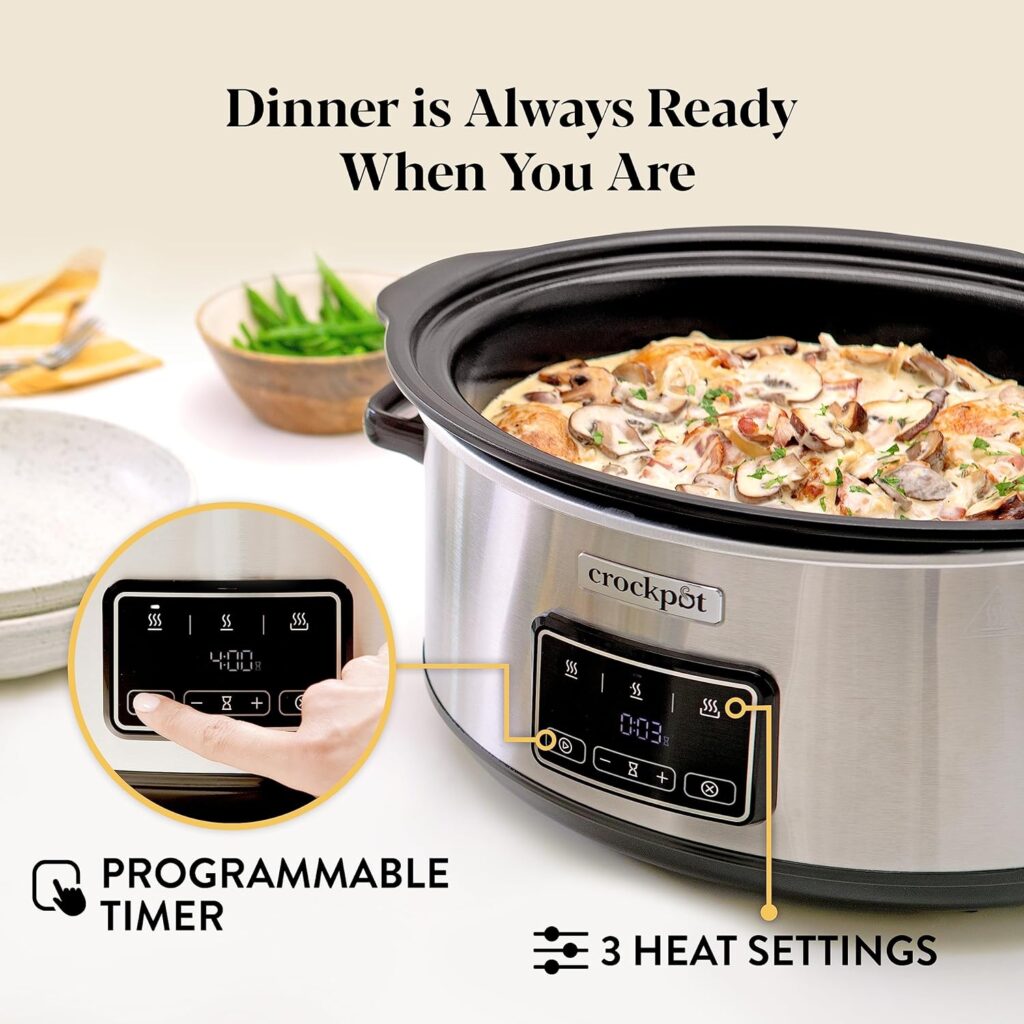 Crockpot Digital Slow Cooker | 3.5 L (3-4 People) | Programmable Countdown Timer | UK 3 Pin Plug | Black [CSC113]