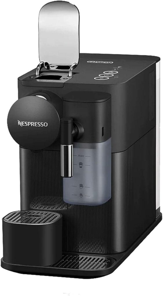 DeLonghi Lattissima One Evo Automatic Coffee Maker, Single-Serve Capsule Coffee Machine, Automatic frothed milk, Cappuccino and Latte, EN510.B, 1450W, Black