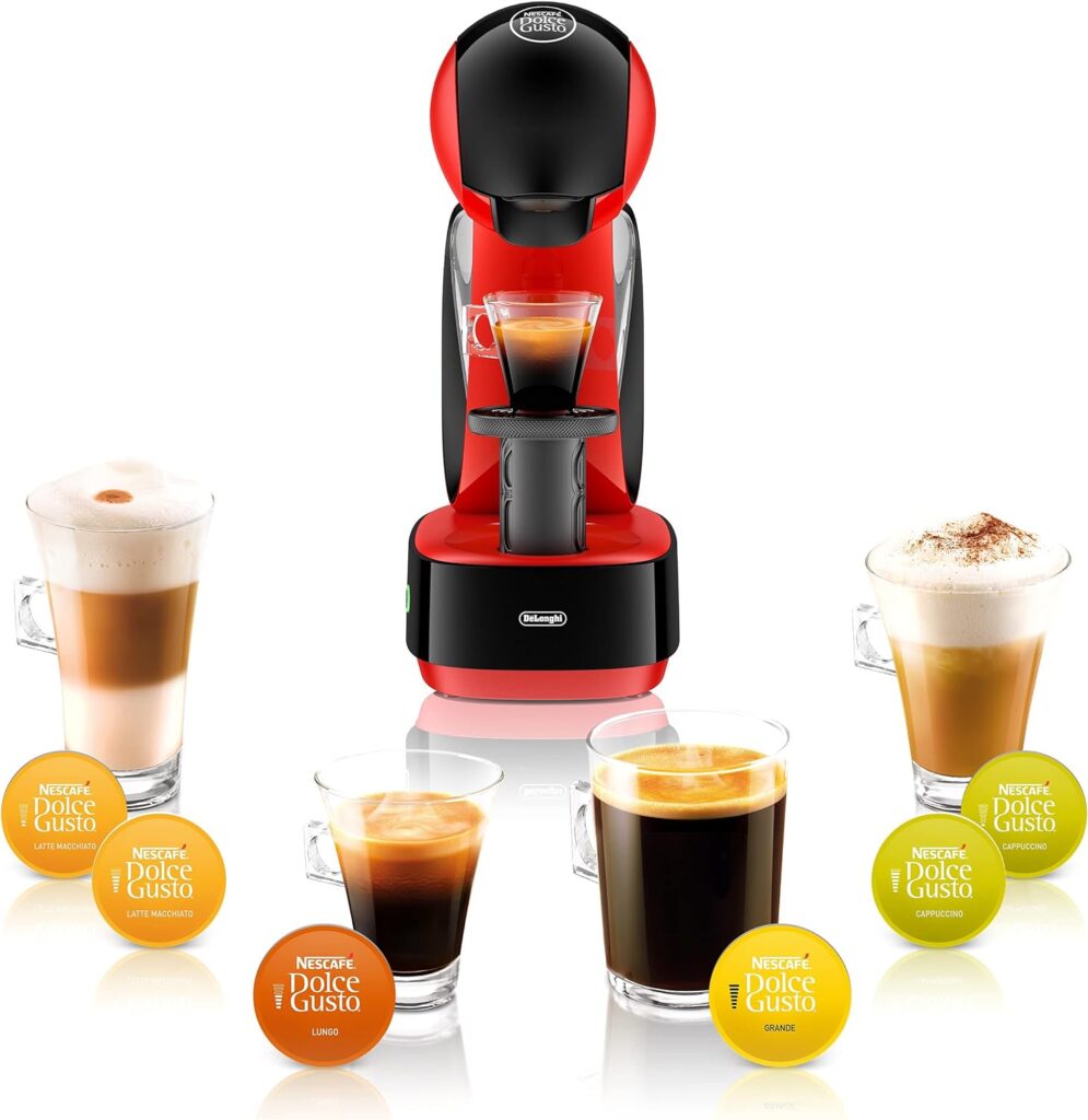 Dolce Gusto DeLonghi Nescafé Infinissima Pod Capsule Coffee Machine, Espresso, Cappuccino and more,1.2 Liters, EDG260.R, Red Black