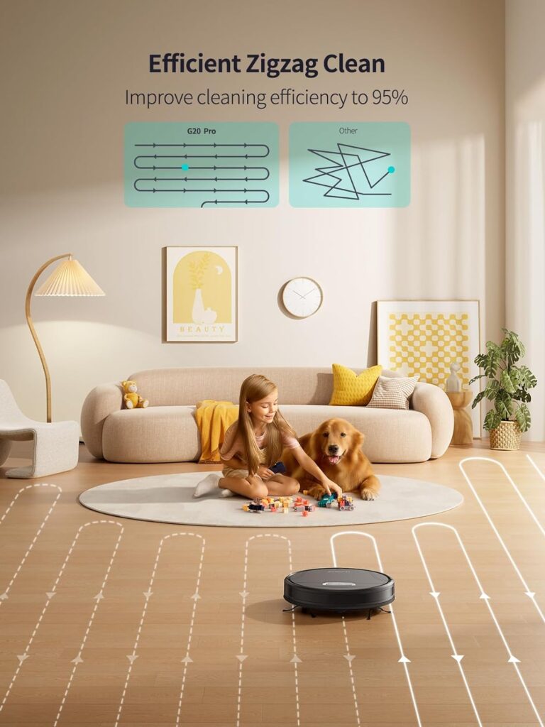 HONITURE Robot Vacuum Cleaner with Mop, 4500Pa Ultra Strong Suction, G20 PRO Robotic Vacuums with Auto Carpet Boost, Alexa/WiFi/APP, Super Thin Robot Hoover, Ideal for Pet Hair Hard Floor