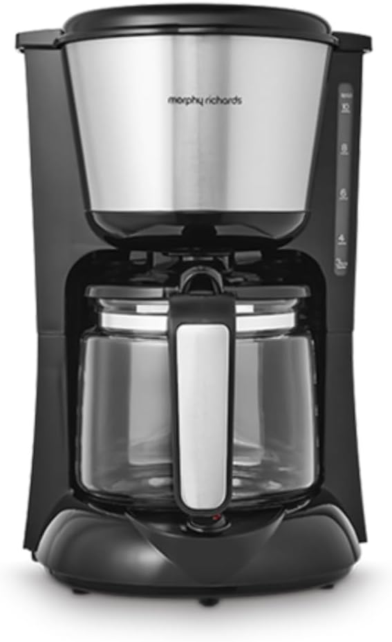 Morphy Richards 162501 Equip Filter Coffe Machine Pour Over Technology for Fuller Flavour, Glass, 1000 W, 1.2 liters, Brushed Steel