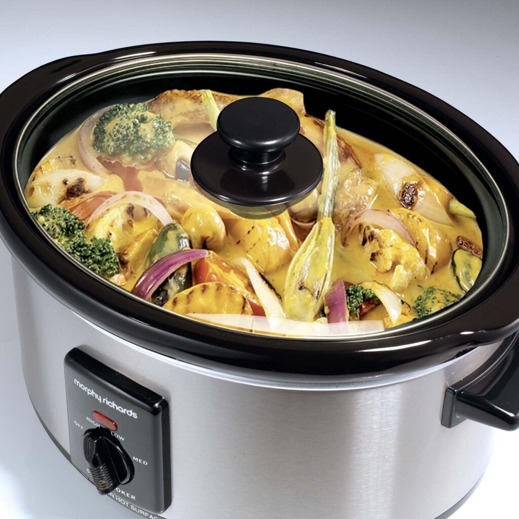 Morphy Richards 3.5L Stainless Steel Slow Cooker, 3 Heat Settings, One Pot Solution, Dishwasher Safe Ceramic Pot, 460017