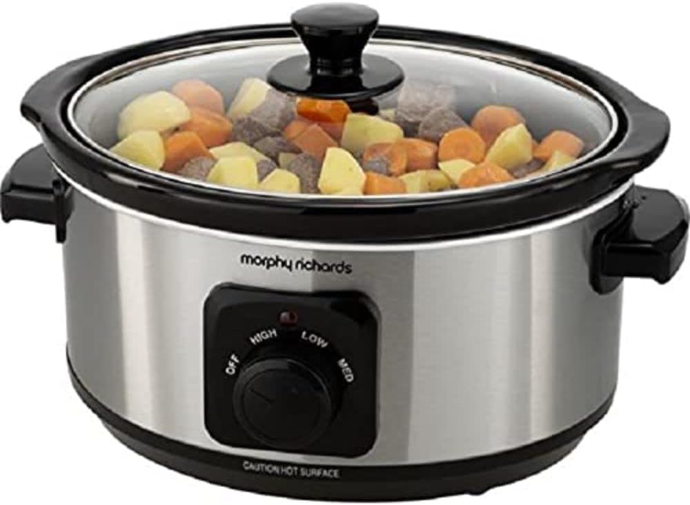 Morphy Richards 3.5L Stainless Steel Slow Cooker, 3 Heat Settings, One Pot Solution, Dishwasher Safe Ceramic Pot, 460017