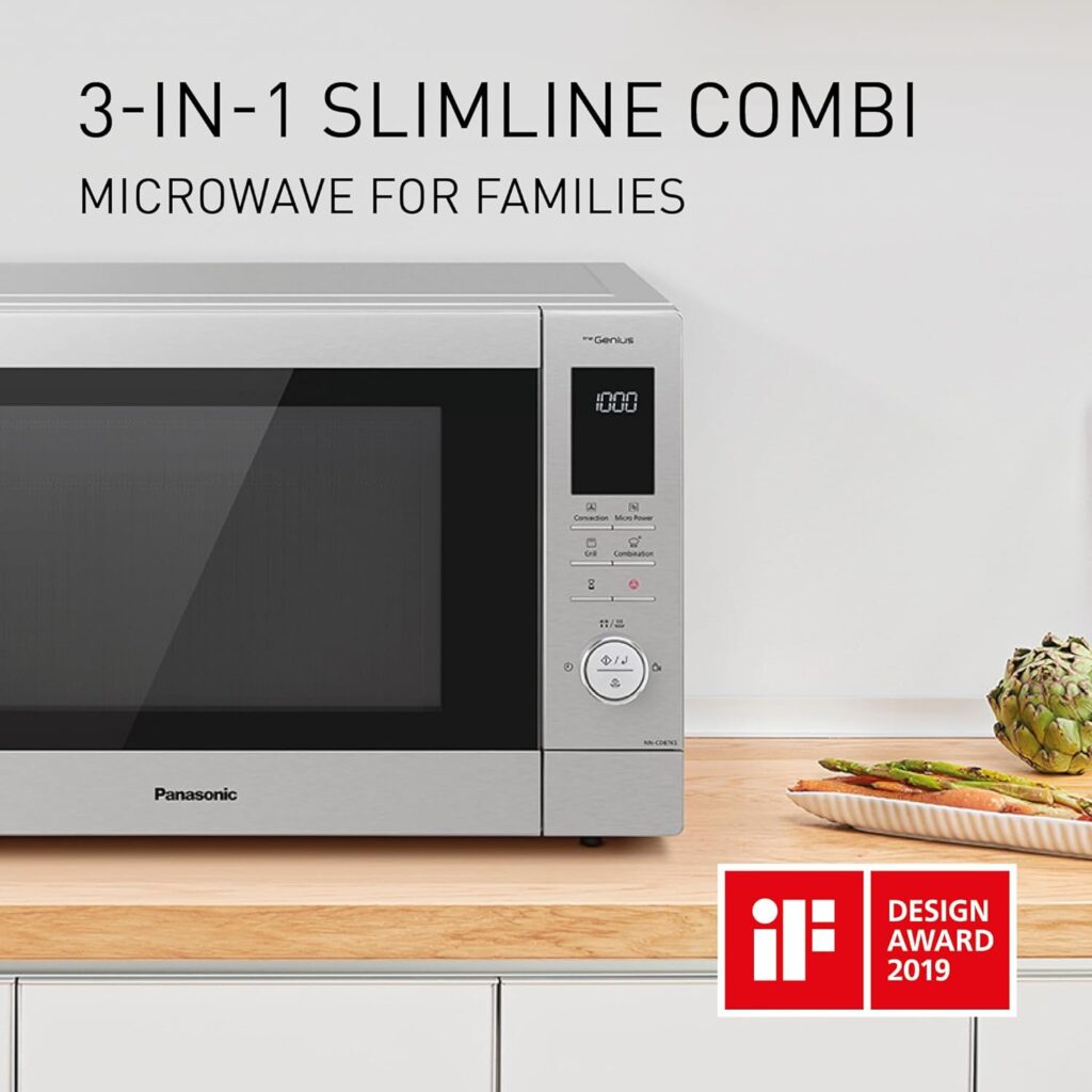 Panasonic NN-CD87KSBPQ Combination Microwave Oven, 34 Litres, Turntable, 1000W, Inverter, One Push Reheat, Genius Sensor, Junior Menu, LED Interior bulb, Stainless steel, Good Housekeeping Approved