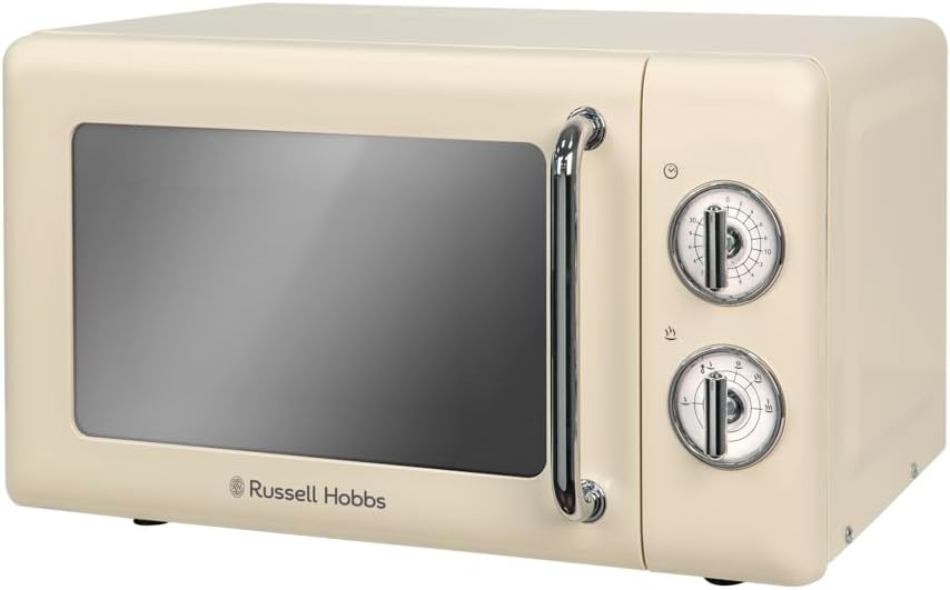 Russell Hobbs RHRETMM705R-N 17 L 700 W Red Compact Retro Solo Manual Microwave with 5 Power Levels, Timer, Defrost Setting, Easy Clean