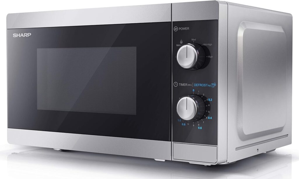 SHARP YC-MS01U-S Compact 20 Litre 800W Manual control Microwave, 5 power levels, defrost function, LED cavity light - Silver