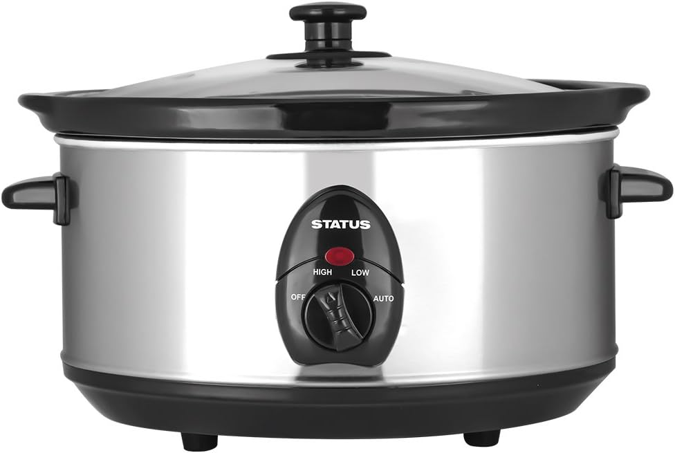 STATUS San Diego Oval Slow Cooker | 3.5L Slow Cooker Medium | 200W Stainless Steel | SANDIEGO1PKB4,Silver