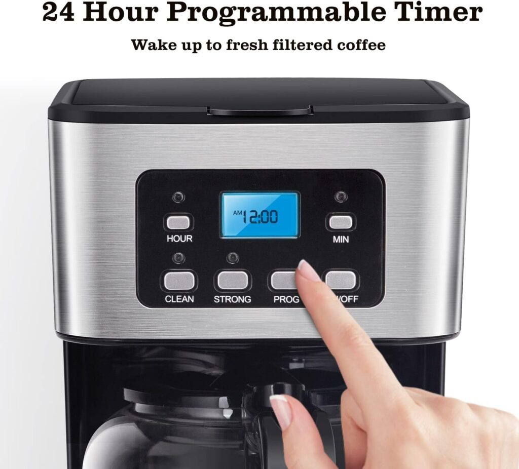 Taylor Swoden Filter Coffee Machine, Drip Coffee Maker with Programmable 24hr Timer, Keep Warm Anti-Drip, Reusable Filter Fast Brewing - Darcy 950W 1.5 L Black Stainless Steel