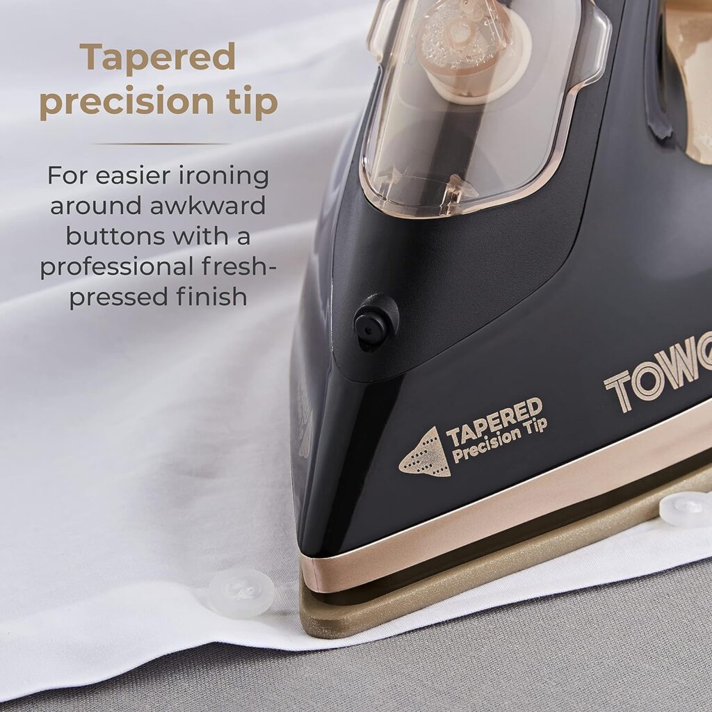 Tower T22021GLD Ceraglide Steam Iron with Fast Heat-Up, Extra Long 3 Metre Power Cord, 3100W, Black and Gold