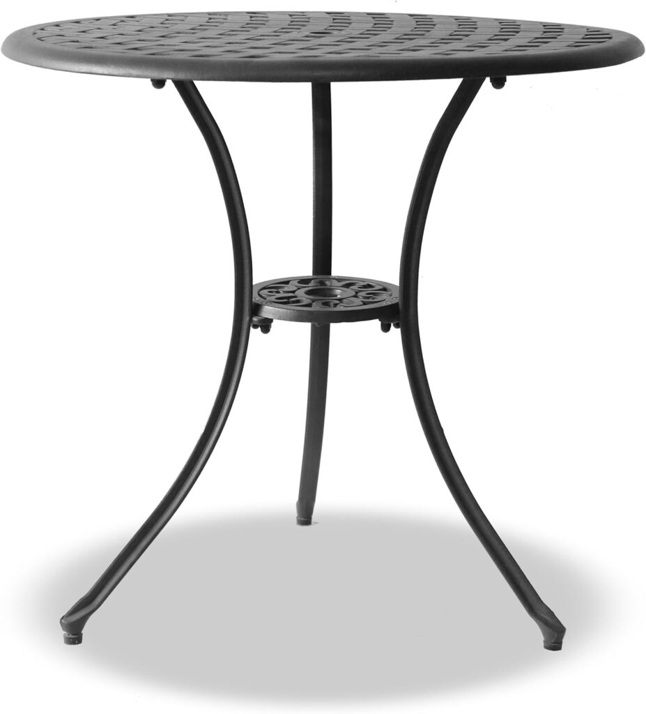 Centurion Supports OSHOWA Luxurious Garden Patio Table 2 Large Chairs with Armrests Cast Aluminium Bistro Set - Black