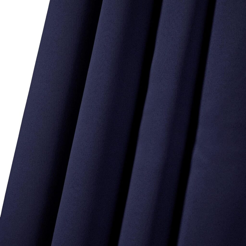 Dreamscene Pencil Pleat Blackout Curtains Set of 2 Thermal Tape Top Heading Panels, Navy Blue - Width 66 x Drop 90