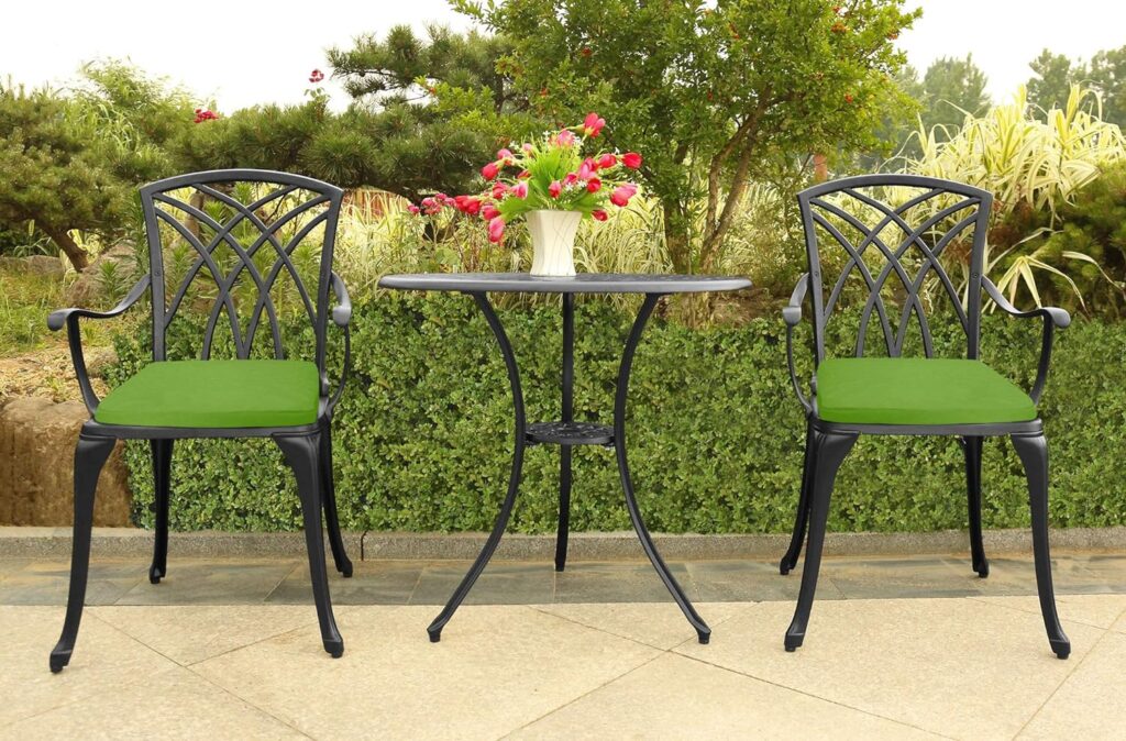 Homeology OSHOWA Cast Aluminium Weatherproof Outdoor Table with 2 Chairs Bistro Set