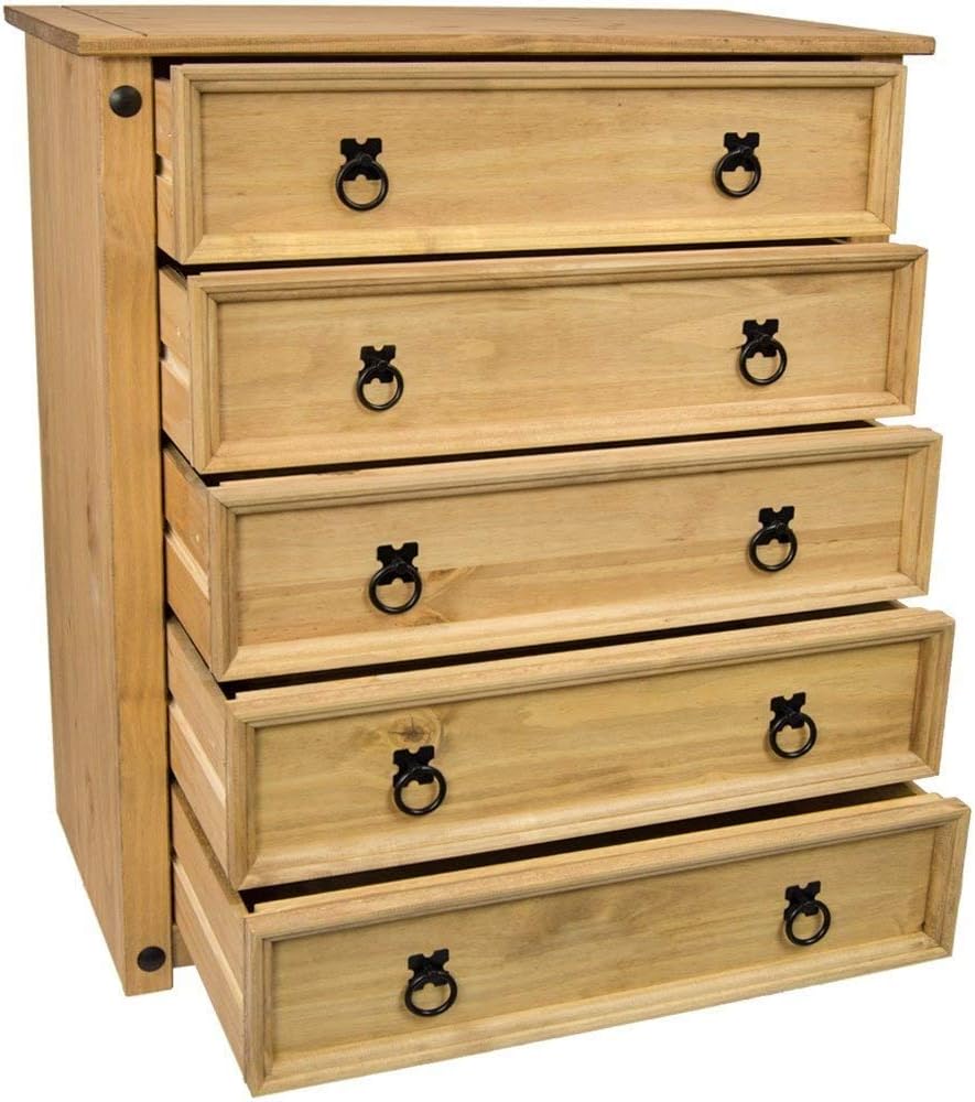 Vida Designs Corona, Chest Of Drawers, 5 Drawer, Solid, Pine Wood