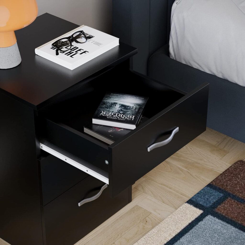 Vida Designs Large Black Chest of Drawers, 3 Drawer With Metal Handles and Runners, Unique Anti-Bowing Drawer Support, Riano Bedroom Furniture