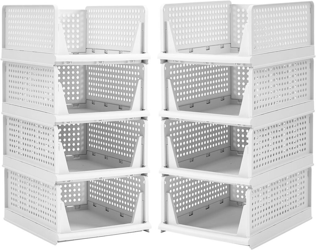 BTGGG 4 Pack Wardrobe Storage Organiser Stackable Drawer Organizer Collapsible Storage Boxes for Shelves, Easy Pull Out Drawer Dividers for Closet, Cabinet, Pantry, Laundry Study Room Organization BTGGG 4 Pack Wardrobe Storage Organiser Stackable Drawer Organizer Collapsible Storage Boxes for Shelves, Easy Pull Out Drawer Dividers for Closet, Cabinet, Pantry, Laundry Study Room Organization