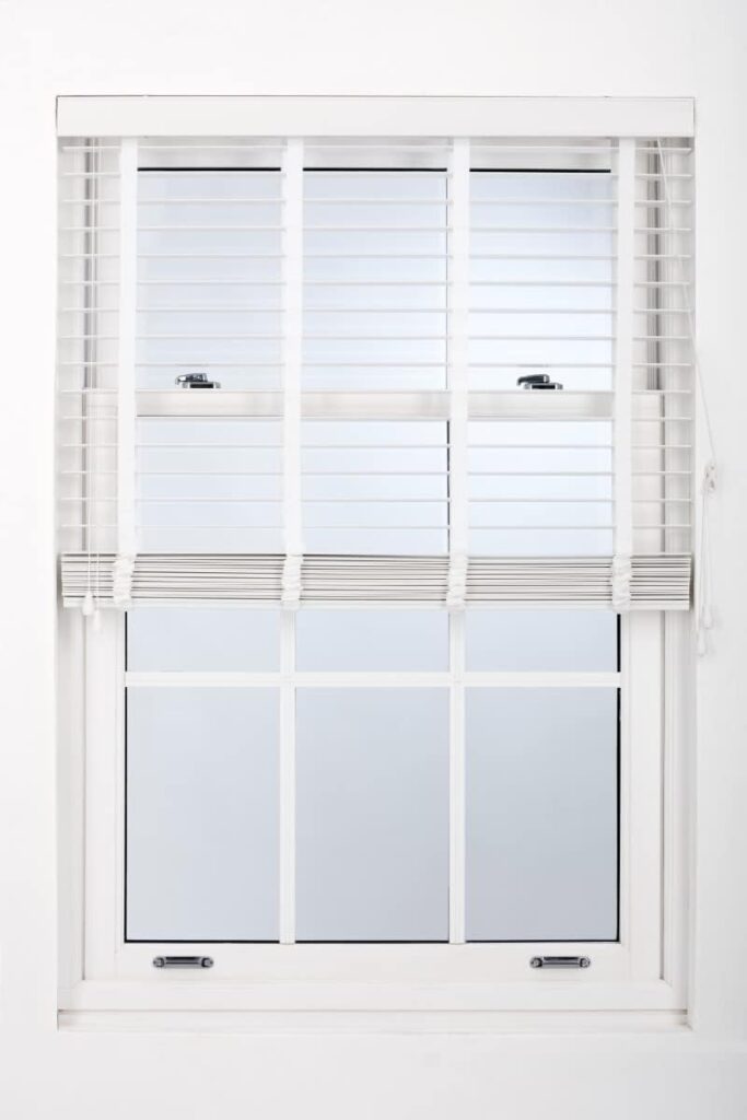 Furnished Venetian Window Blinds Trimmable 50mm White Faux Wood Blind, 115cm x 150cm