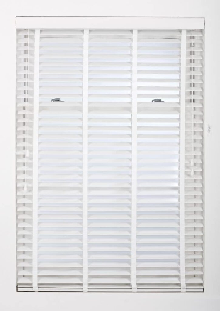 Furnished Venetian Window Blinds Trimmable 50mm White Faux Wood Blind, 115cm x 150cm