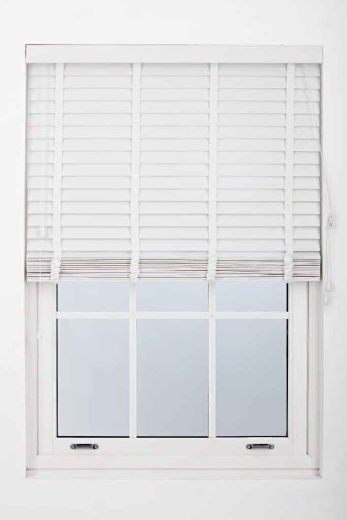 Furnished Venetian Window Blinds Trimmable 50mm White Faux Wood Blind, 115cm x 150cm