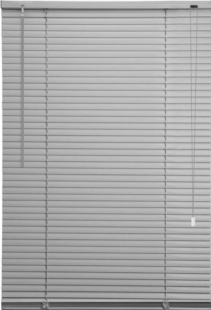 Ruby Deals PVC Venetian Blinds 25mm Thin Slats Kitchen Windows Treatment Easy Fit Curtains Trimmable Fittings Open Close Home Blind (Grey, 75cm x 150cm)