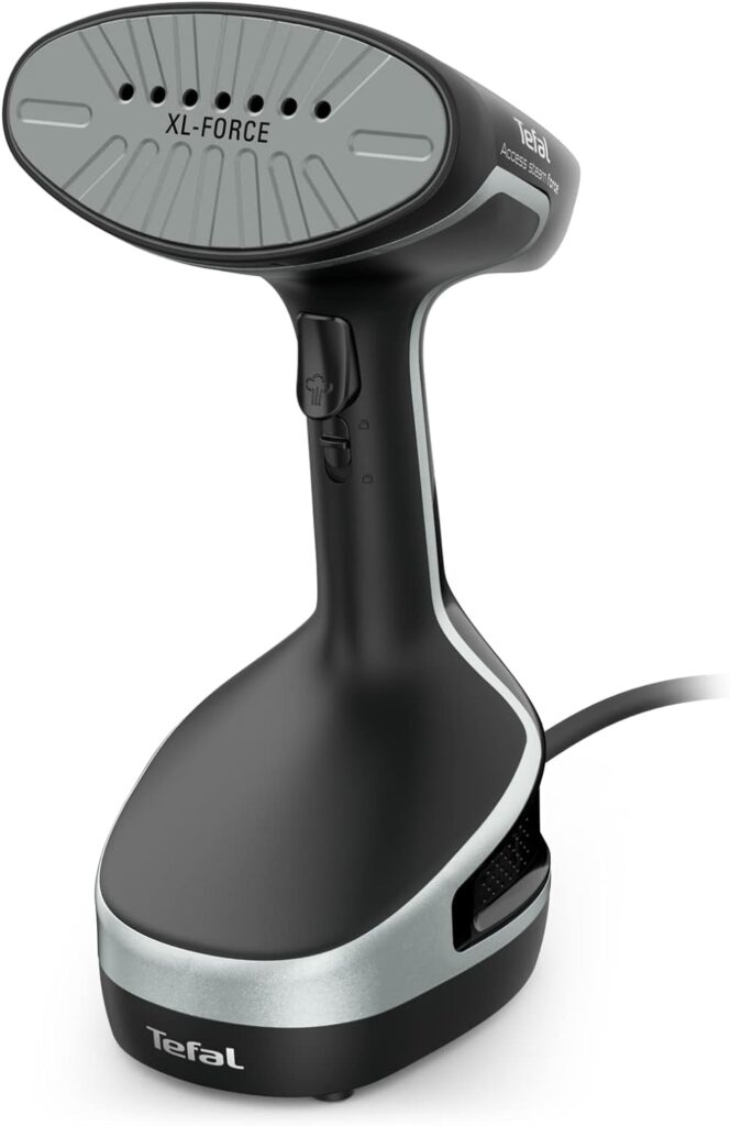 Tefal Access Steam+ Handheld Clothes Steamer, No Ironing Board Needed, 2 Steam Levels, Sanitising Steam, Black Rose Gold, DT8103