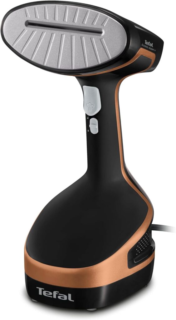 Tefal Access Steam+ Handheld Clothes Steamer, No Ironing Board Needed, 2 Steam Levels, Sanitising Steam, Black Rose Gold, DT8103